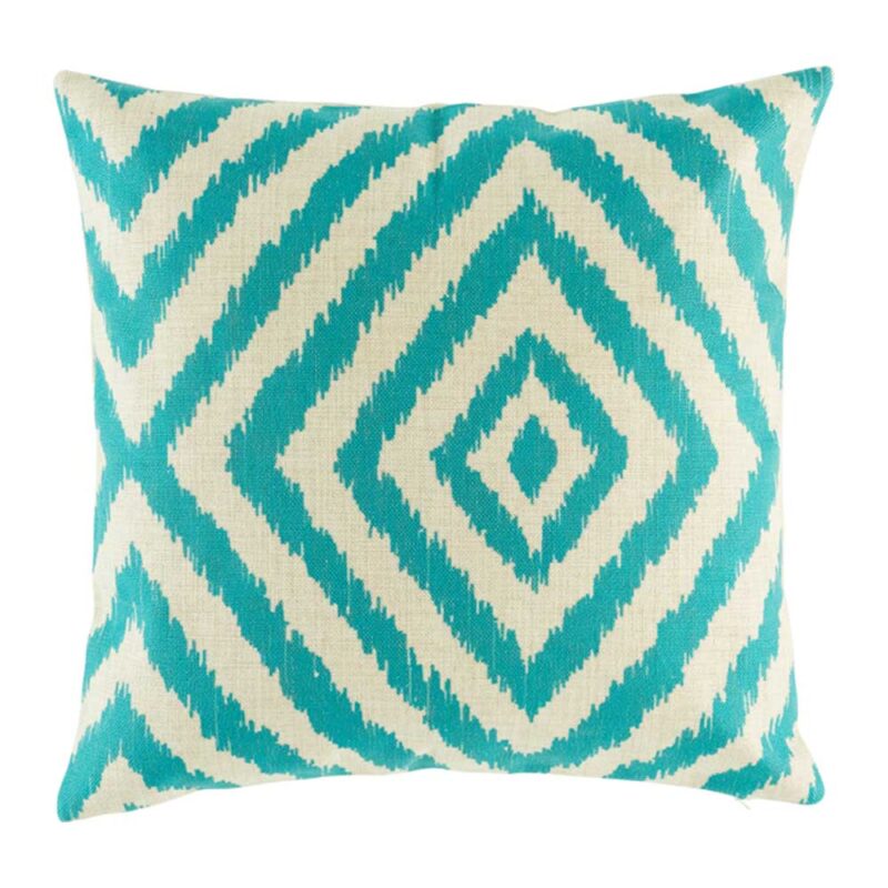 Maya Illusions Cushion Ocer teal colour with diagonal pattern cotton linen cushion in size 45cmx45cm