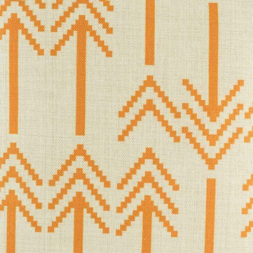 closer look of the cotton linen orange cushion cover with arrow design in size 45cmx45cm