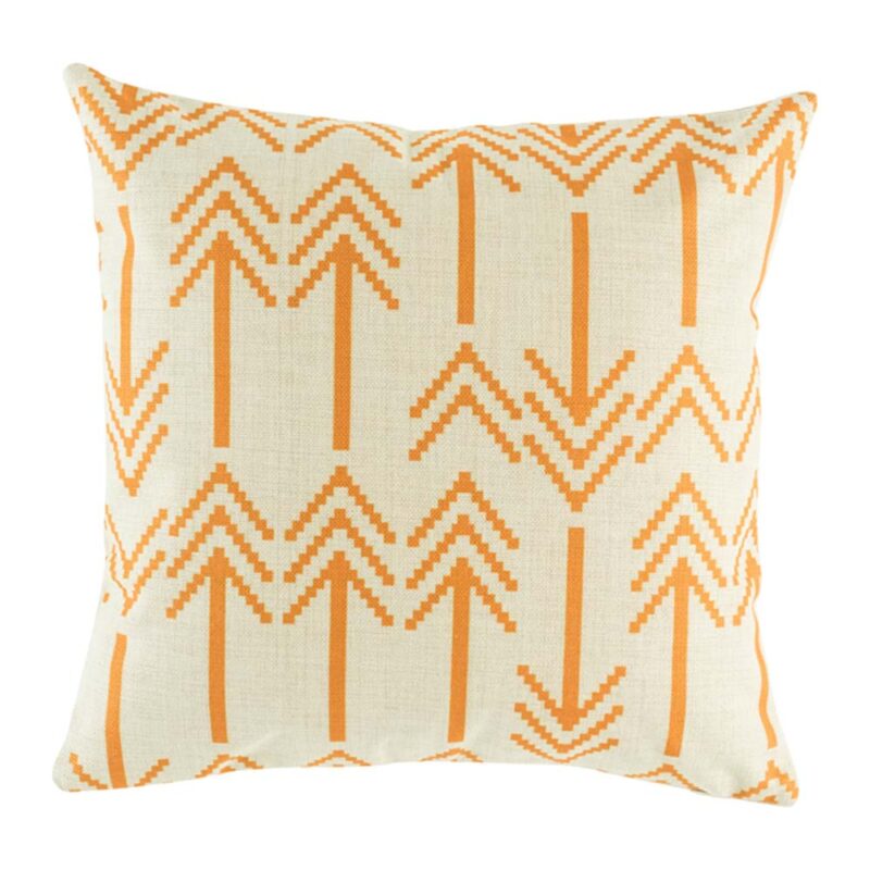 Moko Orange Cushion Cover - 45cm x 45cm orange and white cotton linen cushion in 45cmx45cm