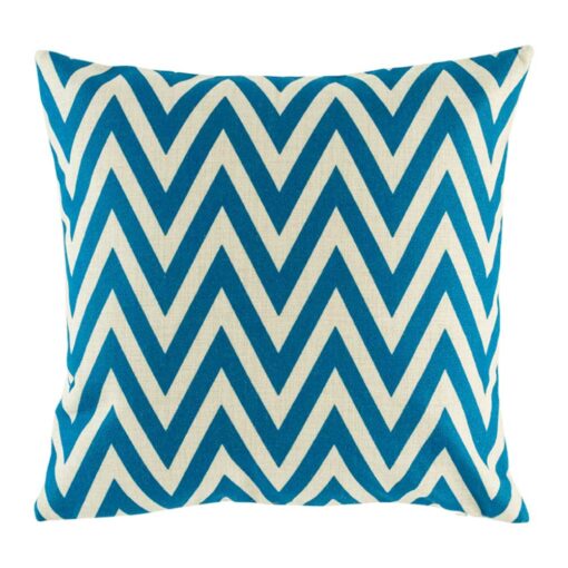 Blue chevron cotton linen cushion cover (45cmx45cm)