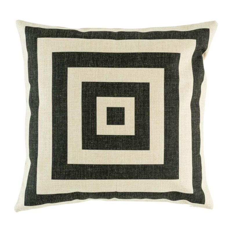 Monochrome Motif Cushion Cover black and white square cotton linen cushion cover (45cmx45cm)