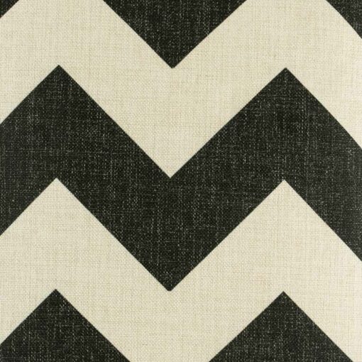 close up of black and white cotton linen cushion with large zigzag pattern in size 45cmx45cm