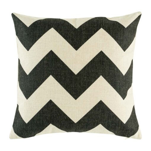 45cmx45cm cotton linen cushion cover with large zigzag pattern