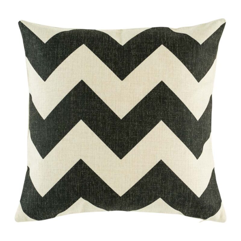 Monochrome Grand Zig Zag Cushion Cover 45cmx45cm cotton linen cushion cover with large zigzag pattern