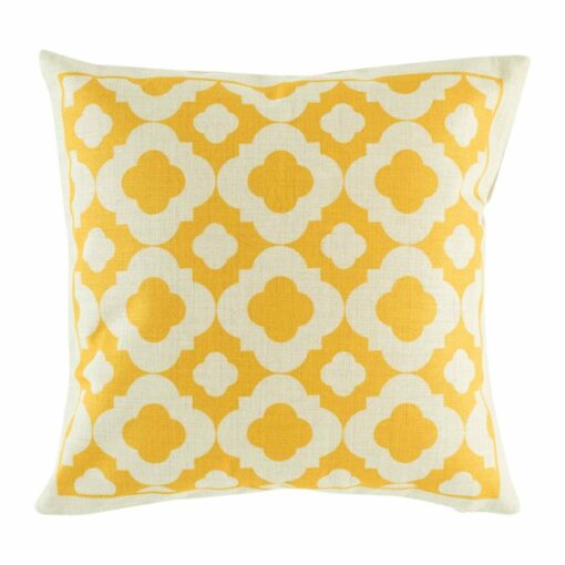 Yellow and white 45cmx45cm Cotton linen cushion cover