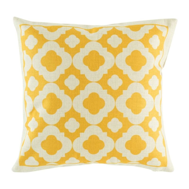 Constance Cushion Cover Yellow and white 45cmx45cm Cotton linen cushion cover