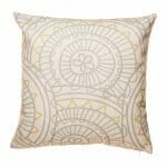 Grey and yellow cotton linen cushion with multiple patterns (45cmx45cm)