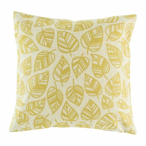 Picture of 45cmx45cm cotton linen cushion with golden yellow leaves design
