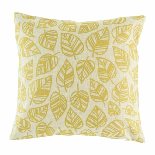 Brooklyn Pastel Zig Zag Cushion Cover Picture of 45cmx45cm cotton linen cushion with golden yellow leaves design