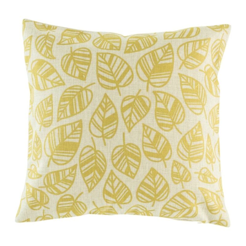 Brooklyn Pastel Zig Zag Cushion Cover Picture of 45cmx45cm cotton linen cushion with golden yellow leaves design