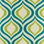 close up look of the green and blue wavy patterned cushion cover in 45cmx45cm cotton linen