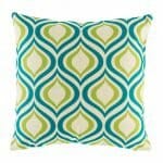 45cmx45cm green and blue wavy pattern cotton linen cushion
