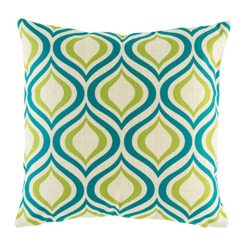 Havana Motif Cushion Cover 45cmx45cm green and blue wavy pattern cotton linen cushion