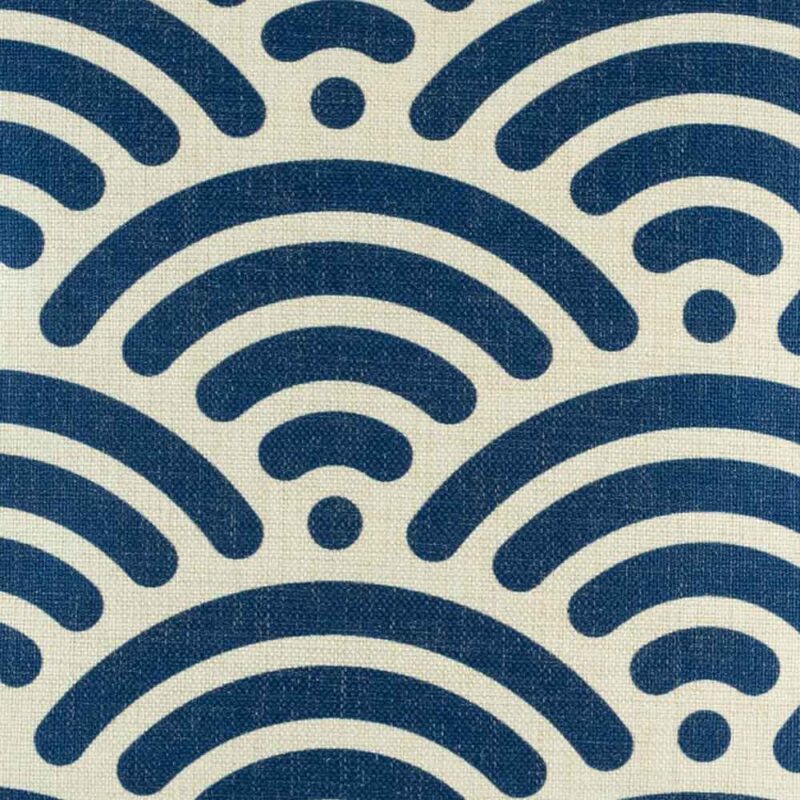 a closer look of the blue and white cushion cover made from 45cmx45cm cotton linen