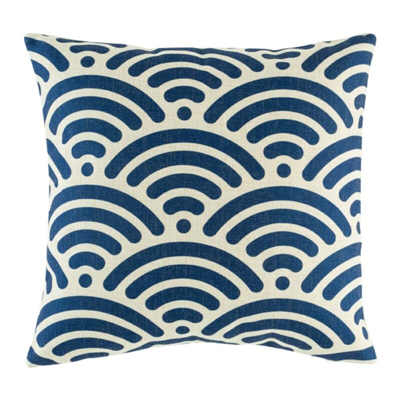 Addie Blue Cushion Cover blue and white patterned 45cmx45cm cushion mader from cotton linen