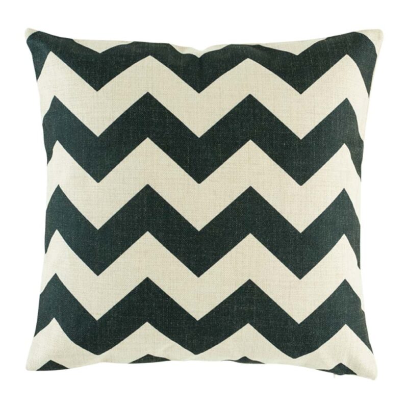 Large Black Yellow Zig Zag Cushion Cover 45cmx45cm Black and white Zig Zag design cushion made from cotton linen