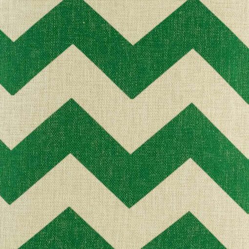 Close up of the cotton linen cushion in green with large Zig Zag design(45cmx45cm)
