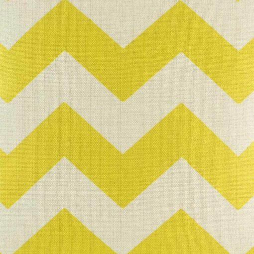 Vibrant yellow Cotton Linen cushion with Chevron pattern (CLOSE UP)
