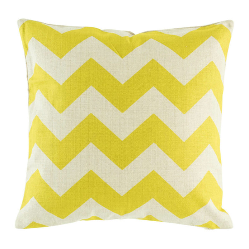 Large Lime Yellow Zig Zag Cushion Cover Chevron Cotton Linen Cushion cover in Vibrant yellow (45cmx45cm)