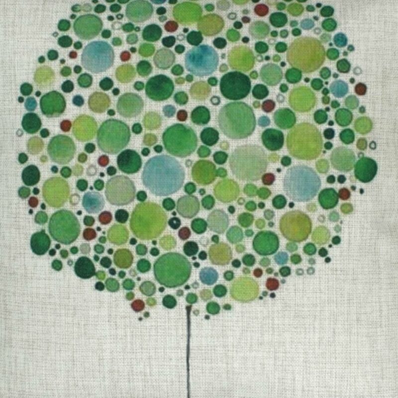 Closer look at the cotton linen cushion cover in different shades of green (45cmx45cm)