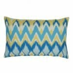 blue and yellow 30cmx50cm cotton linen cushion cover with zigzag pattern