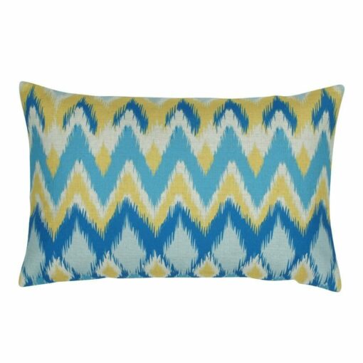 blue and yellow 30cmx50cm cotton linen cushion cover with zigzag pattern