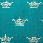 teal with white crown design cotton linen cushion cover in 4cmx45cm size