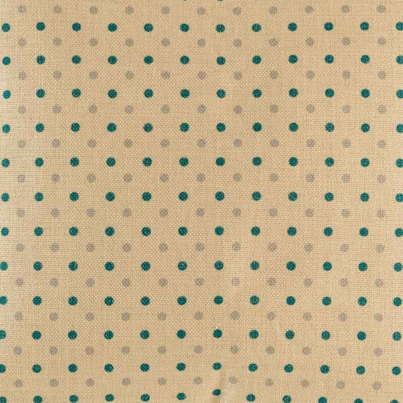 close up of the blue and grey polka dot cushion in 45cm x45cm cotton linen