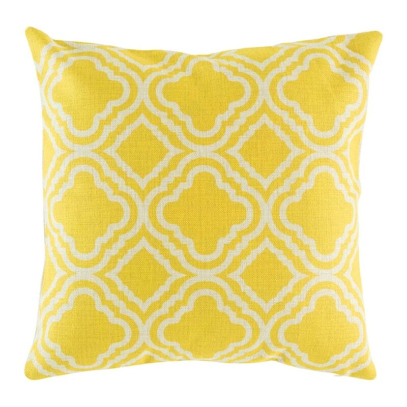 Addie Yellow Cushion Cover Yellow and white different patters 45cmx45cm cotton linen cushion