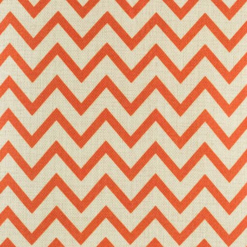 Close up of the small red chevron cushion made from cotton linen (45cmx45cm)