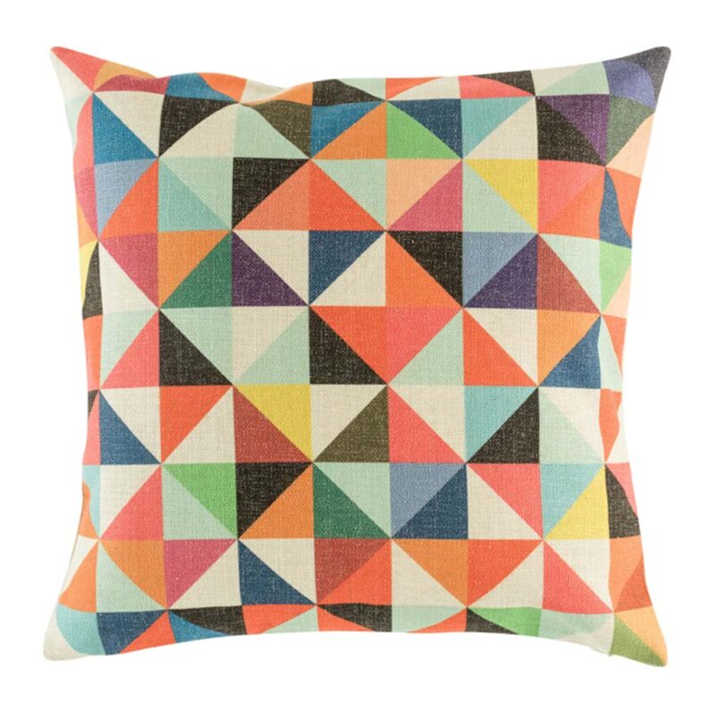 Vivid Triangles Cushion Cover colourful cushion cover with triangle patterns