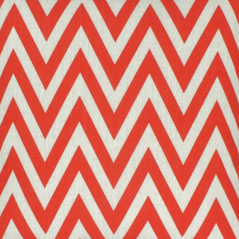 closer look of the red cotoon linen cushion cover with chevron design