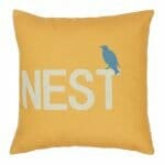 Yellow and white with grey sparrow Cotton linen cushion (45cmx45cm)