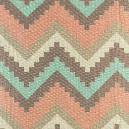close up picture of the grey,blue,pink zigzag pattern 45cmx45cm cotton linen cushion cover