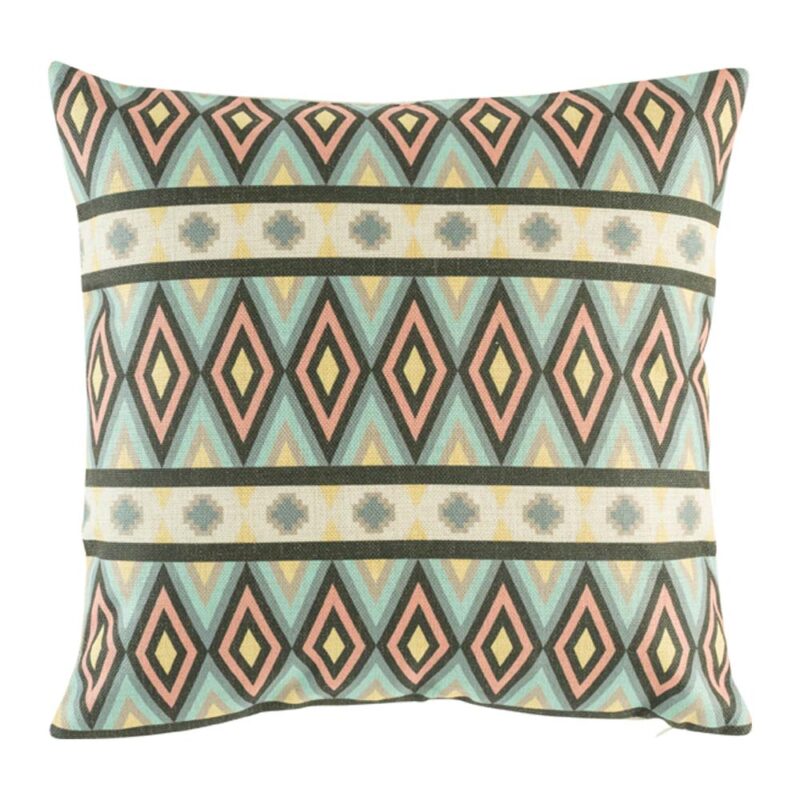 Azura Diamond Cushion Cover 45cmx45cm pink, blue, yellow and dark grey cotton linen cushion cover