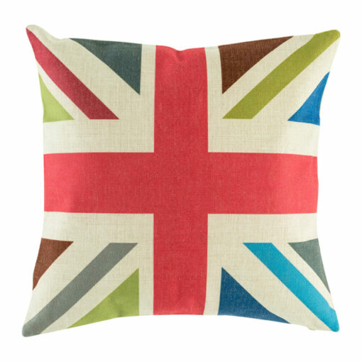 45cmx45cm Red, blue, green, white Union Jack Cotton linen cushion cover