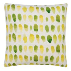 Photo of watercolour motif cushion with yellow and green dots
