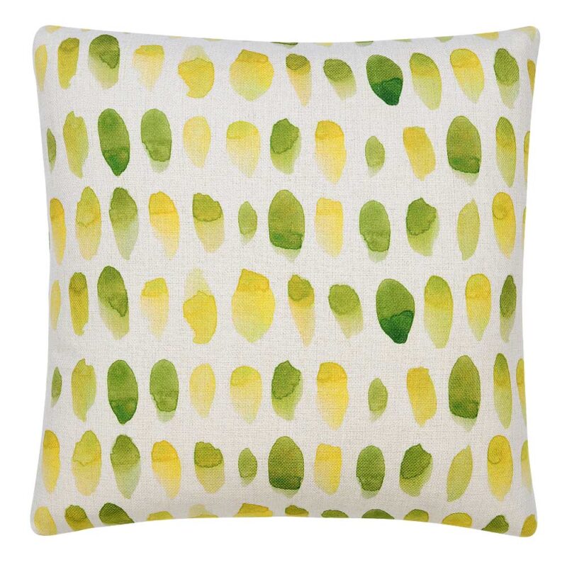 Aquarelle Hatch Cushion Cover 45cm x 45cm SC641 45 Photo of watercolour motif cushion with yellow and green dots