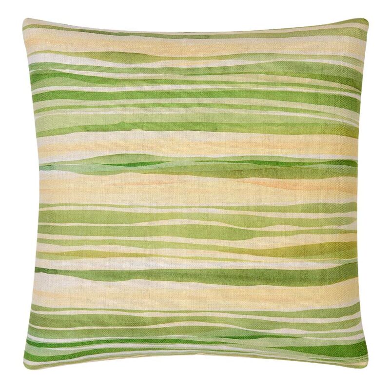 Aquarelle Stripes Cushion Cover 45cm x 45cm SC642 45 Image of green and yellow watercolour motif 45cm x 45cm cushion