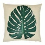 Minimalist tropical inspired square cushion made of cotton linen blend material