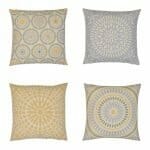 4 Mandala cushion set in yellow and blue colours