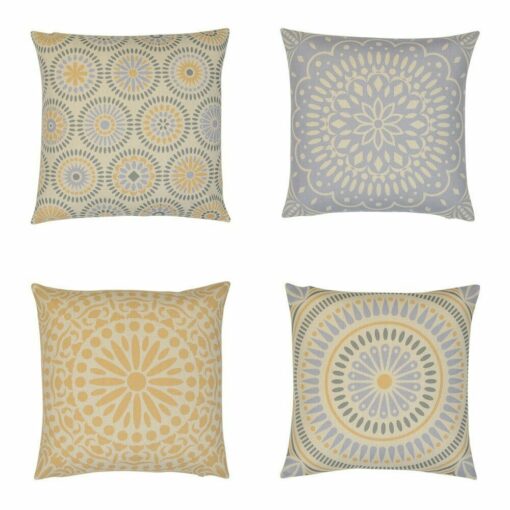 4 Mandala cushion set in yellow and blue colours