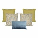5 chic Mandala themed cushion covers in yellow and blue colours