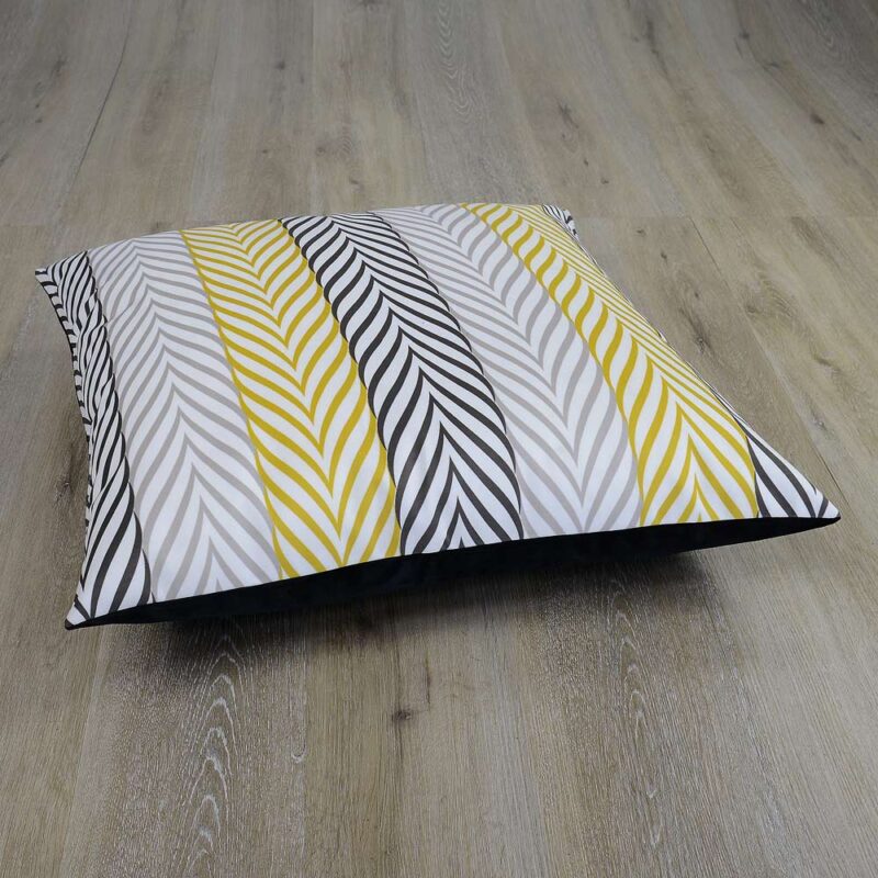 Balto Bold Floor Cushion Cover - 70cm x 70cm SC381-70 Photo of yellow and grey cushion cover with arrow design