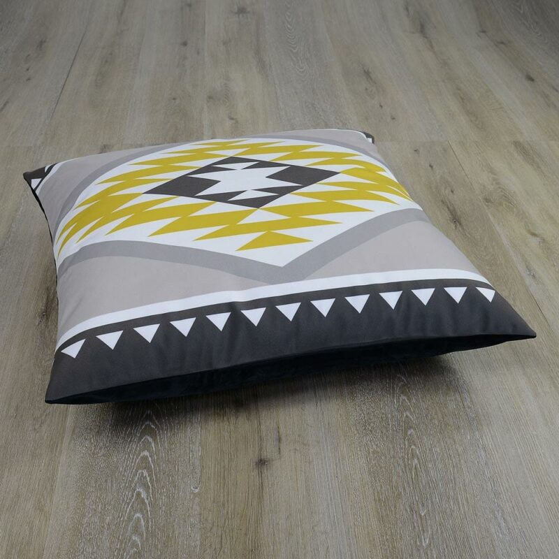 Balto Impressions Floor Cushion Cover - 70cm x 70cm SC382-70 Image of large 70cm x 70cm floor cushion in aztec yellow and grey print