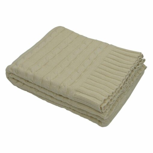 Soft throw rug made of pure cotton in beige colour