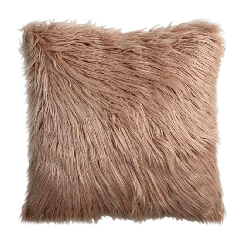 Blush Fur Cushion Cover - 45cm x 45cm - SC684-45 Photo of blush faux fur cushion cover in 45cm x 45cm size