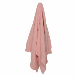 Irresistible blush pink knitted throw 150cm x 130cm pure cotton fabric