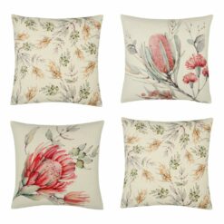 Botanical garden-inspired 4 cushion set with floral prints
