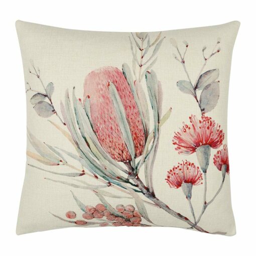 Bedroom perfect white cushion cover with pink posy print